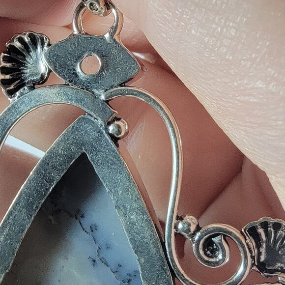 Sterling Silver Pendant with Dendritic Opal & Clear Quartz – Artisan Gem Jewelry - Picture 6 of 10